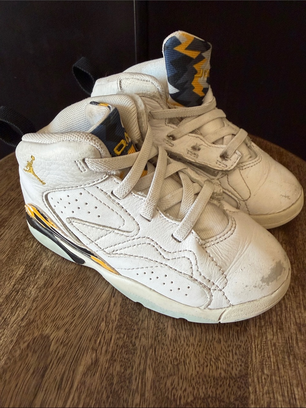 Jordan Kids White and Yellow Accent High-Top Sneakers